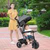 BABY JOY Tricycle, 4 in 1 Toddler Bike w/Removable Canopy, Adjustable Push Handle, Reversible Seat, Safety Belt, Folding Footrest & Storage Basket, Toddler Tricycle for Boys Girls 9-60 Months (Gray) view 2