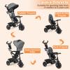 BABY JOY Tricycle, 4 in 1 Toddler Bike w/Removable Canopy, Adjustable Push Handle, Reversible Seat, Safety Belt, Folding Footrest & Storage Basket, Toddler Tricycle for Boys Girls 9-60 Months (Gray) view 3