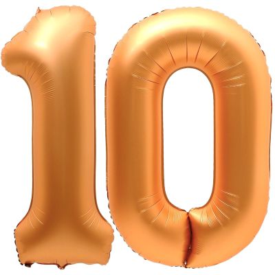 10 Balloon Number, 40 Inch Orange Foil Balloons Giant Jumbo Helium Number 10 Balloons for Boys Girls 10th Birthday Decorations Anniversary Events Party Decorations (Orange)