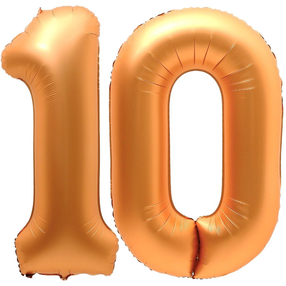 10 Balloon Number, 40 Inch Orange Foil Balloons Giant Jumbo Helium Number 10 Balloons for Boys Girls 10th Birthday Decorations Anniversary Events Party Decorations (Orange)