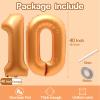 10 Balloon Number, 40 Inch Orange Foil Balloons Giant Jumbo Helium Number 10 Balloons for Boys Girls 10th Birthday Decorations Anniversary Events Party Decorations (Orange) view 2