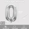0 Number Balloon, Number Balloons 40 Inch, Silver Large Big Foil Number Balloons for Birthday Party Graduation Wedding Anniversary Baby Shower Bachelorette Celebration Decorations Supplies (Silver) view 2