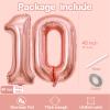 10 Balloon Number, 40 Inch Rose Gold Foil Balloons Giant Jumbo Helium Number 10 Balloons for Girls 10th Birthday Decorations Anniversary Events Party Decorations (Rose Gold) view 2
