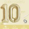 10 Balloon Number, 40 Inch Champagne Gold Foil Balloons Giant Jumbo Helium Number 10 Balloons for Boys Girls 10th Birthday Decorations Anniversary Events Party Decorations (Light Gold) view 2