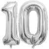 10 Balloon Number, 40 Inch Silver Foil Balloons Giant Jumbo Helium Number 10 Balloons for Boys Girls 10th Birthday Decorationss Anniversary Events Party Decorationss (Silver) view 1
