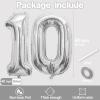 10 Balloon Number, 40 Inch Silver Foil Balloons Giant Jumbo Helium Number 10 Balloons for Boys Girls 10th Birthday Decorationss Anniversary Events Party Decorationss (Silver) view 2