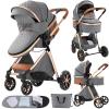 2 in 1 Baby Stroller Convertible Reversible Standard Pram Portable Pushchair Infant Buggy Baby Carriage Foldable High Landscape Pram for Toddler Newborn (225 Grey) view 1