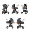 2 in 1 Baby Stroller Convertible Reversible Standard Pram Portable Pushchair Infant Buggy Baby Carriage Foldable High Landscape Pram for Toddler Newborn (225 Grey) view 3