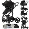 2 in 1 Baby Stroller Convertible Reversible Standard Pram Portable Pushchair Infant Buggy Baby Carriage Foldable High Landscape Pram for Toddler Newborn (2US588-BLACK) view 1