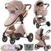 2 in 1 Baby Stroller Convertible Reversible Standard Pram Portable Pushchair Infant Buggy Baby Carriage Foldable High Landscape Pram for Toddler Newborn (225 Khaki) view 1