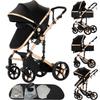 2 in 1 Baby Stroller Convertible Reversible Standard Pram Portable Pushchair Infant Buggy Baby Carriage Foldable High Landscape Pram for Toddler Newborn (2US588-BG) view 1
