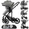2 in 1 Baby Stroller Convertible Reversible Standard Pram Portable Pushchair Infant Buggy Baby Carriage Foldable High Landscape Pram for Toddler Newborn (2US588-GREY) view 1