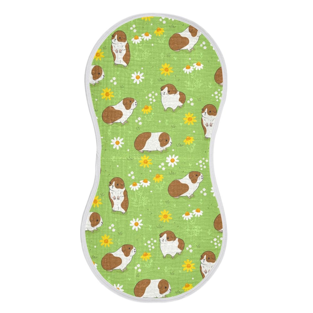 JHKKU Muslin Burp Cloths for Baby Boys and Girls - 1-Pack Ultra Absorbent Guinea Pigs Muslin Washcloths, Newborn Towel, Milk Spit Up Rags, Burp Cloth Bib for Unisex, 22 x 11 Inch