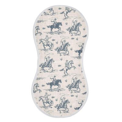 JHKKU Muslin Burp Cloths for Baby Boys and Girls - 1-Pack Ultra Absorbent Western Cowboy Muslin Washcloths, Newborn Towel, Milk Spit Up Rags, Burp Cloth Bib for Unisex, 22 x 11 Inch