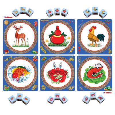BAU Cua Ca Cop Dice Game. Gourd Fish Shrimp Crab Dice. BAU Ca Tom Cua. Vietnamese Lunar New Year. Gift for Vietnamese Friend