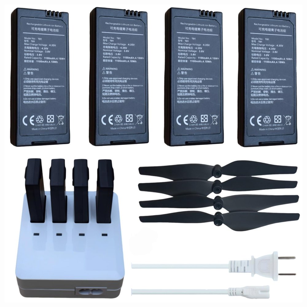 4X Tello Batteries & AC Charger & 4X Propeller for DJI Tello Drone RC Quadcopter