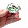 Dead Inside But Feeling Lucky Skull, Acrylic, Skeleton Badge, St Patrick's Day Coffee Badge, Retractable Badge Reel With Swivel Clip and Extra-Long 34 inch cord - Badge Holder view 1