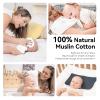Synrroe Burp Cloths Large, Muslin Burp Cloths for Baby Girls and Boys, Pack of 4 Extra Absorbent and Soft Muslin, 6 Layers 20 by 10 Inches 100% Cotton (Blue Sets 4 Pack) view 3