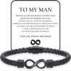MEONFY To My Man, Personalized Dual Name Infinity Leather Bracelet, Stainless Steel Braided Bracelet, To My Man Love You Forever (customisation) view 1
