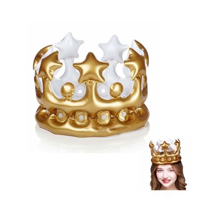 Ciieeo Inflatable Crown Toy for Kids Blow up Gold King Crown Birthday Party Hat Carnival Costume Accessory and Safe 7.87X7.87X11.81 Inch