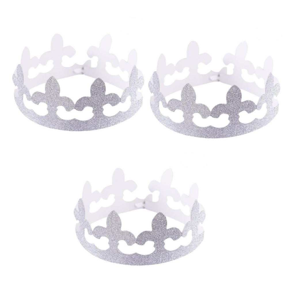 Amosfun 36pcs Adjustable Silver Paper Birthday Crowns Unique Hollowed-out Party Hats for Memorable Celebrations for Boys and Girls and Adults Eye-catching Decoration for Any Birthday Event