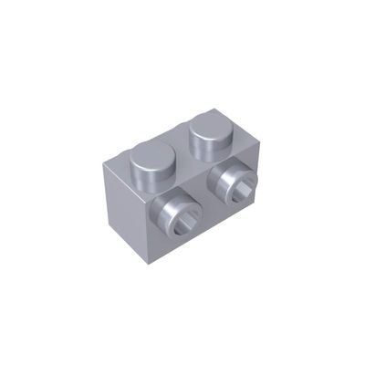 Gobricks 52107 Brick Special 1x2 With Studs On 2 Sides, Flat Silver, 50 pcs