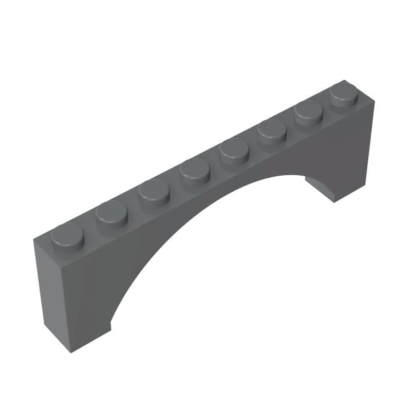 Gobricks 16577 3308 Brick Arch 1x8x2 Raised, Dark Bluish Gray, 10 pcs