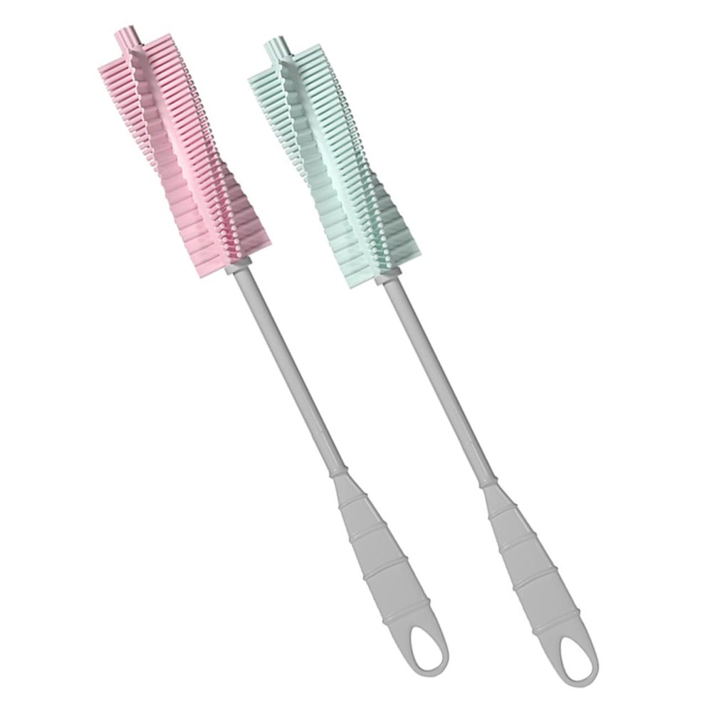 2pcs Bottle Brush Rotating Cleaning Brush for Bottles and Pacifiers Safe for High Temperature Use Easy Storage Soft and Scrubbing
