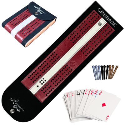 Dragonfly Escape Travel Cribbage Game Board | Lightweight Portable Travel Cribbage Board Set | Travel Games for Adults (Wine & White)
