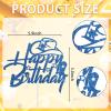 Embhhor Happy Birthday Cake Topper, Western Theme Party Decorations, Wild West Cake Picks for Cowboy Cowgirl, Blue Glitter view 2