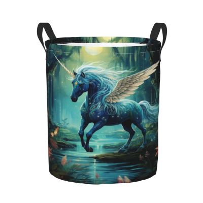 Foruidea Unicorn Horse Laundry Basket,Laundry Hamper,Collapsible Storage Bin, Oxford Fabric Clothes Baskets,Nursery Hamper For Home,Office,Dorm,Gift Basket, Medium