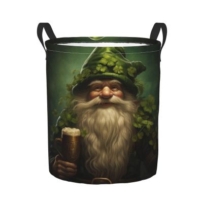 Foruidea St.Patricks Gnome Laundry Basket,Laundry Hamper,Collapsible Storage Bin, Oxford Fabric Clothes Baskets,Nursery Hamper For Home,Office,Dorm,Gift Basket, Medium