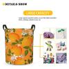 Foruidea Green Leaves Orange Laundry Basket,Laundry Hamper,Collapsible Storage Bin, Oxford Fabric Clothes Baskets,Nursery Hamper For Home,Office,Dorm,Gift Basket view 3