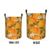 Foruidea Green Leaves Orange Laundry Basket,Laundry Hamper,Collapsible Storage Bin, Oxford Fabric Clothes Baskets,Nursery Hamper For Home,Office,Dorm,Gift Basket view 4