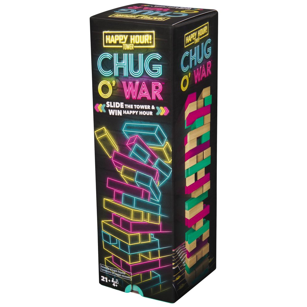 Spin Master Games, Chug O War Tumbling Tower, Adult Party Game for Happy Hour Hangs, 4+ Players, for Ages 21 & Up