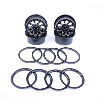 ALBARAY Upgrade Parts for HPI for ROFUN for ROVAN for KM for Baja 5B SS 5T Alloy CNC Front Rear Wheels Hub Kit with Beadlocks Ring Set Fit for 1/5 RC CAR Toys Parts (Color : Wheels Hub for 5T)