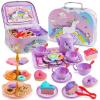 Motiloo 44Pcs Unicorn Tea Party Set for Little Girls - Kid Plastic Tea Party Set Princess Tea Time Pretend Play Tea Set Toys with Carrying Case view 1