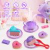 Motiloo 44Pcs Unicorn Tea Party Set for Little Girls - Kid Plastic Tea Party Set Princess Tea Time Pretend Play Tea Set Toys with Carrying Case view 3