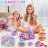 Motiloo 44Pcs Unicorn Tea Party Set for Little Girls - Kid Plastic Tea Party Set Princess Tea Time Pretend Play Tea Set Toys with Carrying Case view 4
