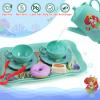 Motiloo 44Pcs Mermaid Tea Party Set for Little Girls, Pretend Plastic Teapot Set with Metal Carrying Case - Princess Tea Time Toys for Girls 3-6 view 3
