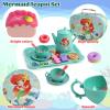 Motiloo 44Pcs Mermaid Tea Party Set for Little Girls, Pretend Plastic Teapot Set with Metal Carrying Case - Princess Tea Time Toys for Girls 3-6 view 4