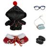 niannyyhouse 10cm Plush Doll Clothes Poncho Printed Hoodie Backpack Glasses Leather Shoes Shawls Outfit Doll Accessories Dress Up (Red) view 1