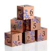 DNDND Flowers Metal Dicet D6, 6 PCS Six Sided Zinc Dice with Black Velvet Bag for DND Pathfinder Shadowrun or GURPs (The Glitter Blue Flowers with Ancient Brass) view 1