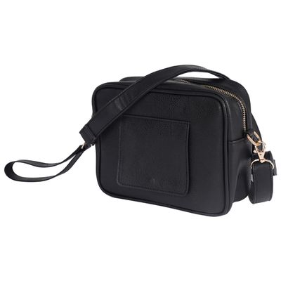 STALL Crossbody Diaper Bag Purse with Wipes Dispenser - Stylish Vegan Leather Baby Wipes Holder Clutch for Women - Multipurpose Luxury Diaper Bag Pouch Can Hold 20-30 Various Types of Wipes - Black