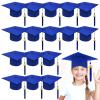 Kidum 16 Pcs 2026 Graduation Cap Kindergarten Bulk Graduation Cap Preschool Child Size Grad Caps with Metal 2024 Tassel (Blue) view 1