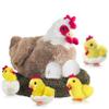 9 in 1 Valentines Chicken Stuffed Animal Set, Stuffed Chicken Plush Toy Egg Laying Hen with Zipper and Baby Chicks Plush Chickens, Eggs and Coop Chicken Toys for Kids Girls Boys Birthday Easter Gifts view 1