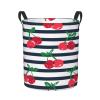 Foruidea Stripes Cherry Laundry Basket,Laundry Hamper,Collapsible Storage Bin, Oxford Fabric Clothes Baskets,Nursery Hamper For Home,Office,Dorm,Gift Basket view 1
