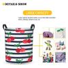 Foruidea Stripes Cherry Laundry Basket,Laundry Hamper,Collapsible Storage Bin, Oxford Fabric Clothes Baskets,Nursery Hamper For Home,Office,Dorm,Gift Basket view 3