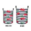 Foruidea Stripes Cherry Laundry Basket,Laundry Hamper,Collapsible Storage Bin, Oxford Fabric Clothes Baskets,Nursery Hamper For Home,Office,Dorm,Gift Basket view 4