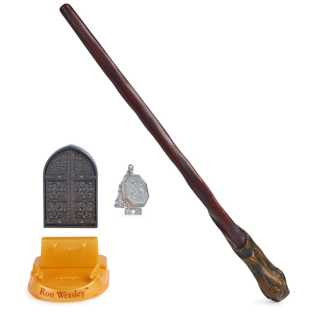 Wizarding World Harry Potter, 12-inch Magical Collector Ron Weasley Wand, Stand & Die-cast Icon, Magical Artifacts, Accessory for Costumes